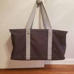Gray Tote Bag with Red Logo